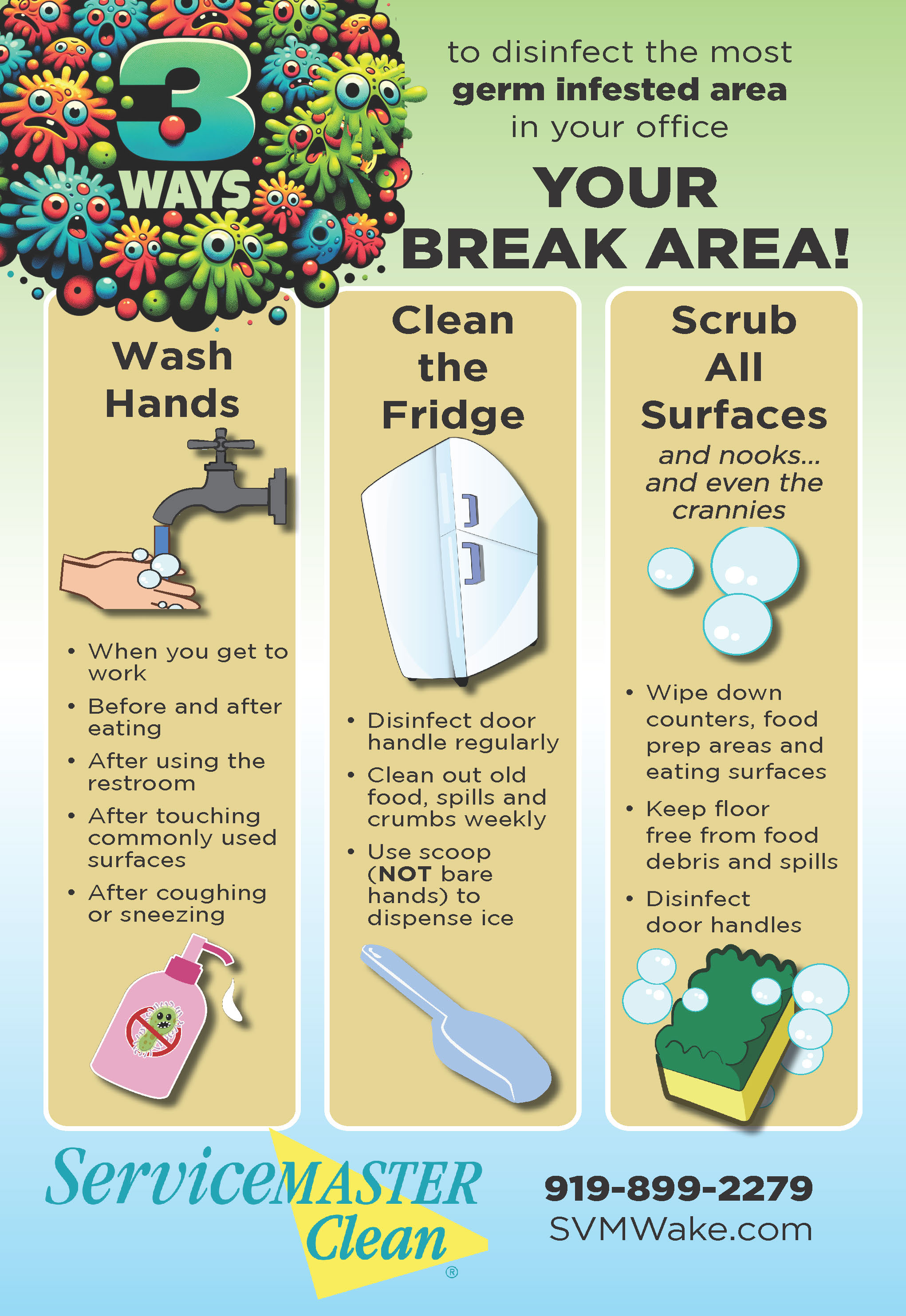 3 ways to disinfect break area infographic